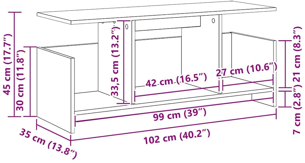 TV staliukas Televizoriaus stovas 102 x 35 x 45 cm Juodas ąžuolas