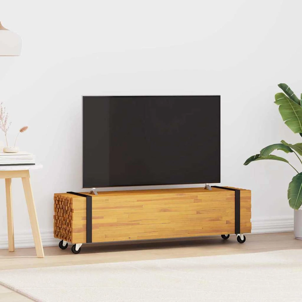 TV staliukas Televizoriaus stovas 110 x 30 x 30 cm Ruda Kieto teka medžio