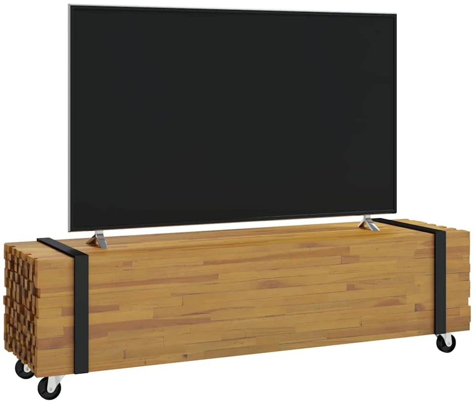 TV staliukas Televizoriaus stovas 110 x 30 x 30 cm Ruda Kieto teka medžio