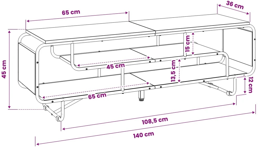 TV staliukas Televizoriaus stovas 140 x 36 x 45 cm Dūminio ąžuolo