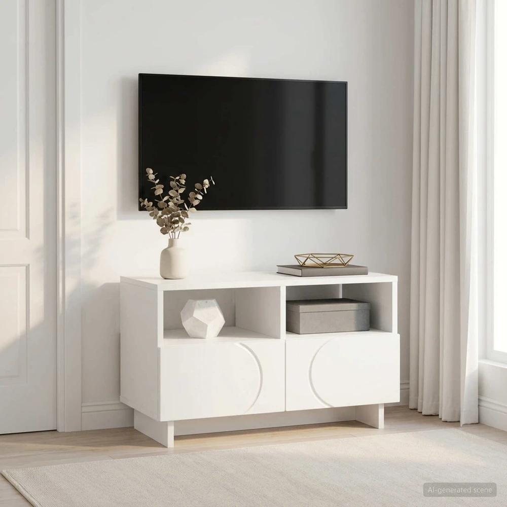 TV staliukas Televizoriaus stovas 60 x 34,5 x 40 cm Balta Apdirbta mediena