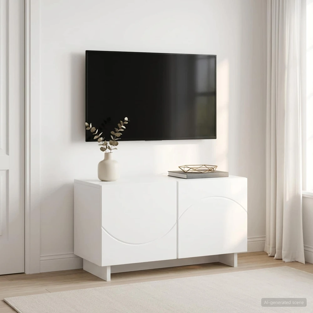 TV staliukas Televizoriaus stovas 60 x 34,5 x 40 cm Balta Apdirbta mediena