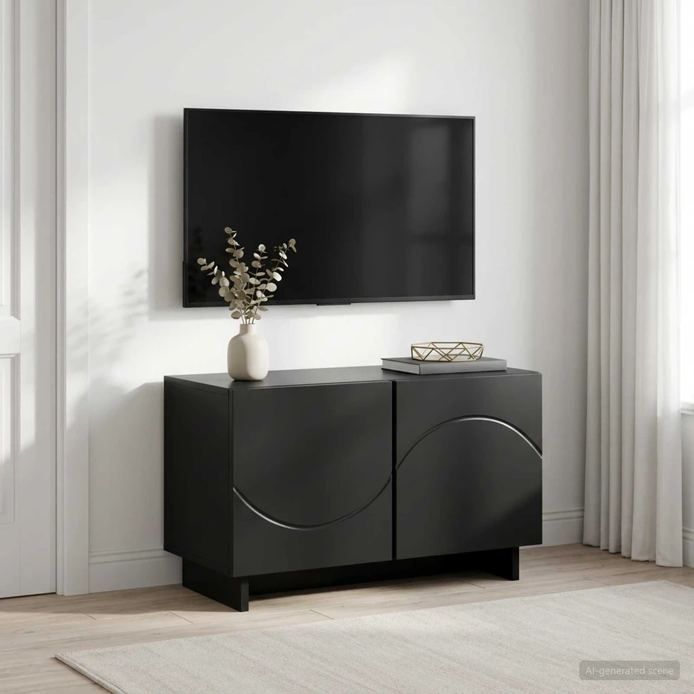 TV staliukas Televizoriaus stovas 60 x 34,5 x 40 cm Juoda Apdirbta mediena