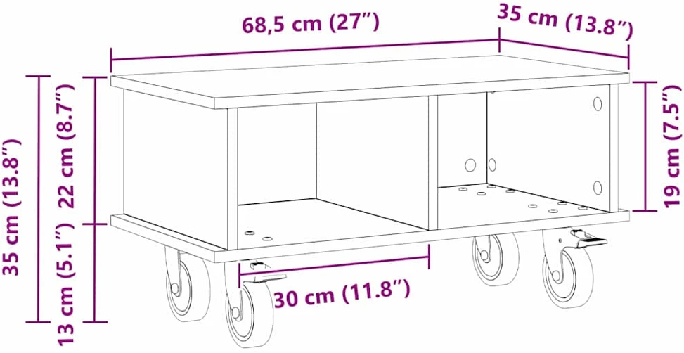 TV staliukas Televizoriaus stovas 68,5 x 35 x 35 cm Balta Apdirbta mediena