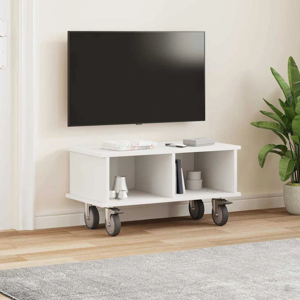TV staliukas Televizoriaus stovas 68,5 x 35 x 35 cm Balta Apdirbta mediena