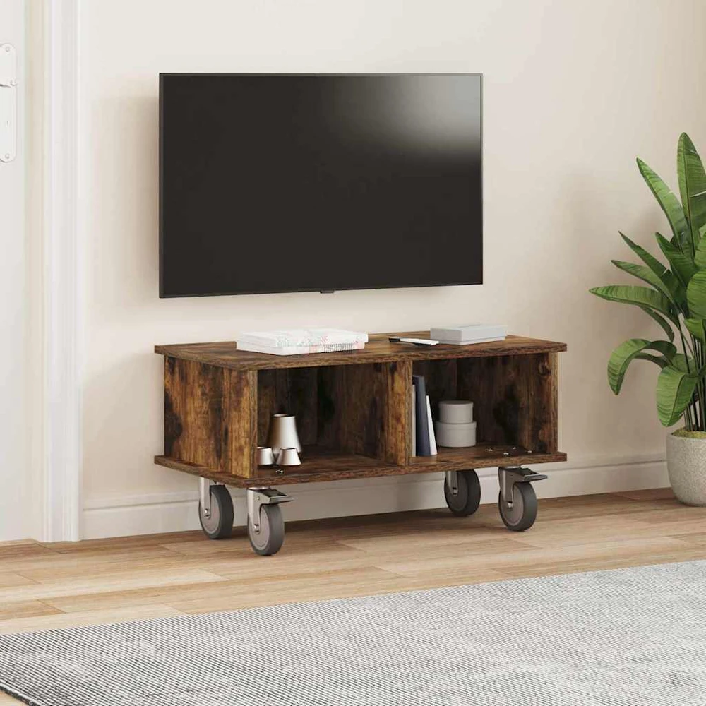 TV staliukas Televizoriaus stovas 68,5 x 35 x 35 cm Rūkyta ąžuolas