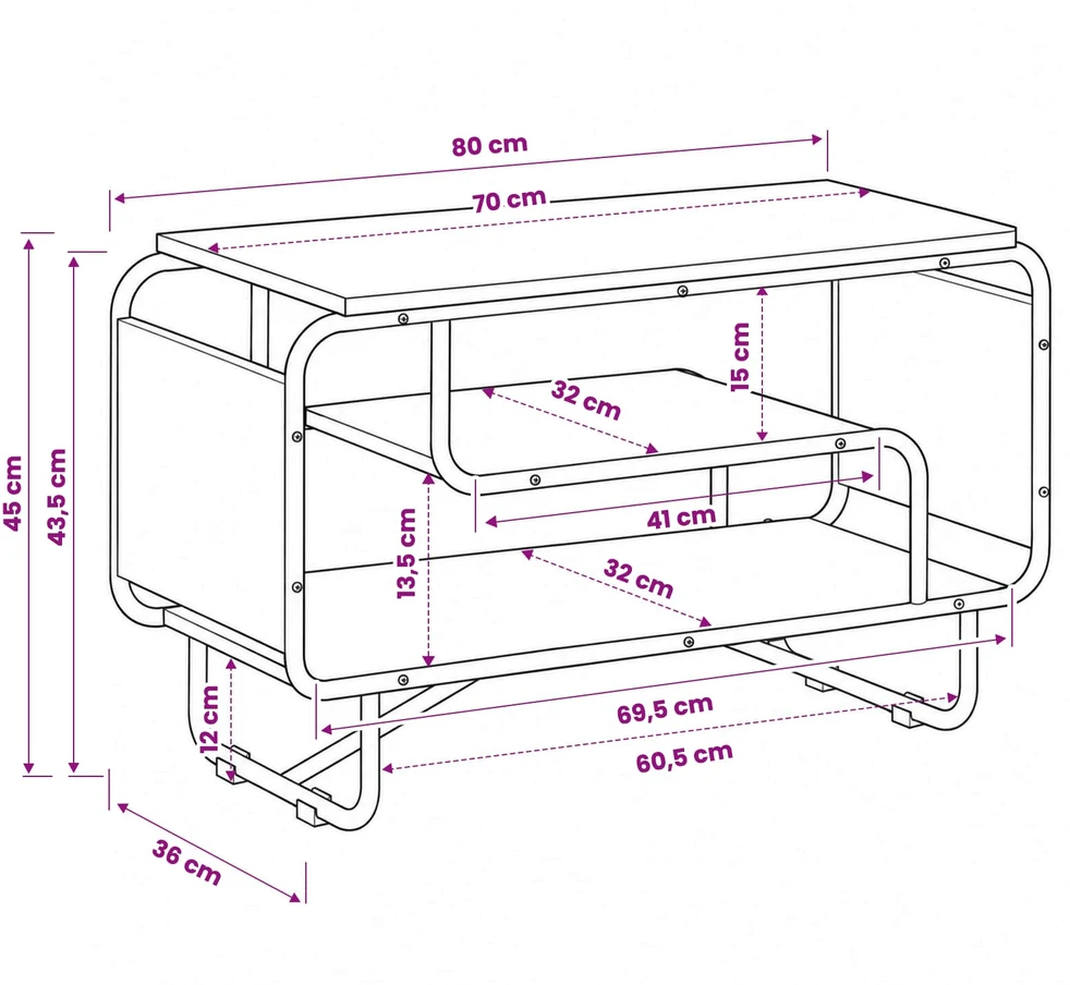 TV staliukas Televizoriaus stovas 80 x 36 x 45 cm Artisano ąžuolo