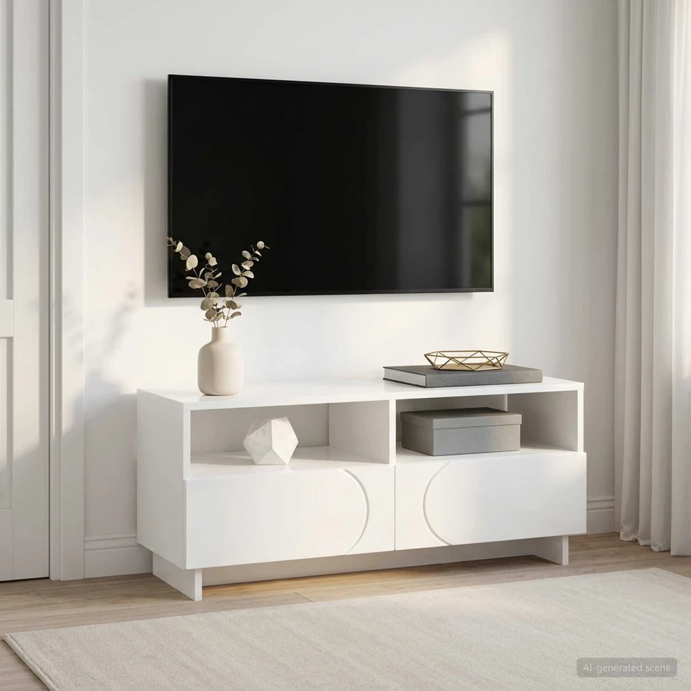 TV staliukas Televizoriaus stovas 90 x 34.5 x 40 cm Itin blizgi balta