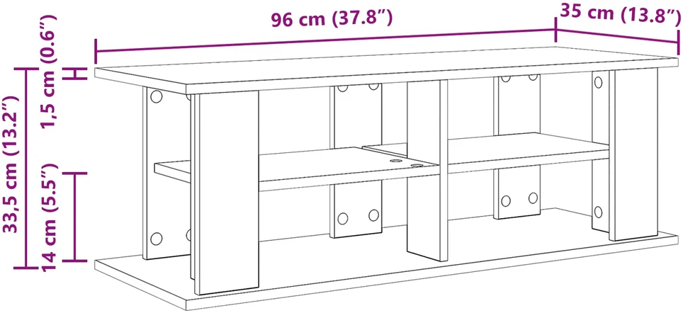 TV staliukas Televizoriaus stovas 96 x 35 x 33,5 cm Amatininkų ąžuolas
