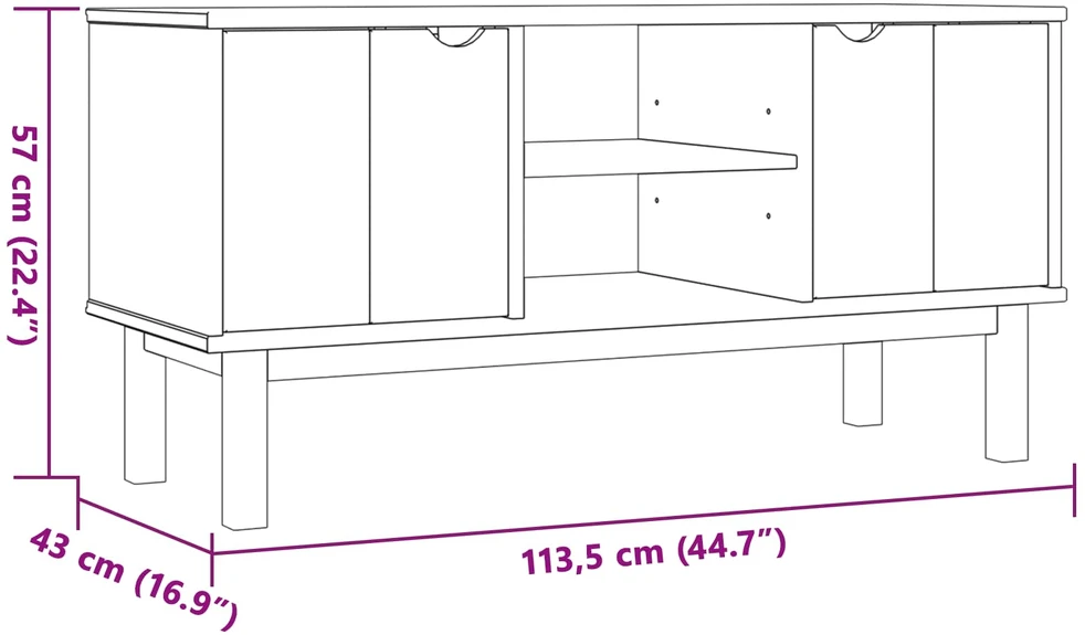 TV staliukas Televizoriaus stovas OTTA 113,5 x 43 x 57 cm Juoda