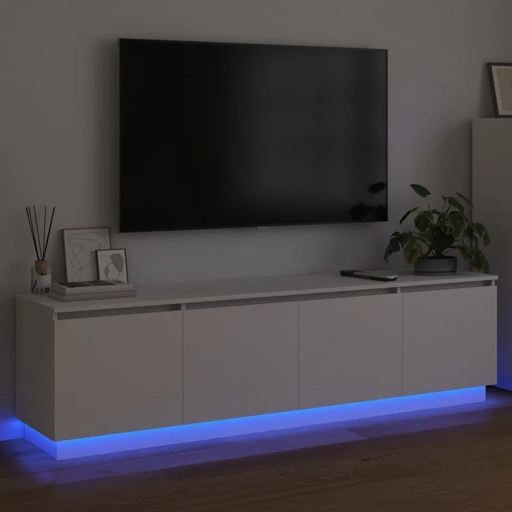 TV staliukas Televizoriaus spintelė 180 x 38 x 49 cm Balta Apdirbta mediena