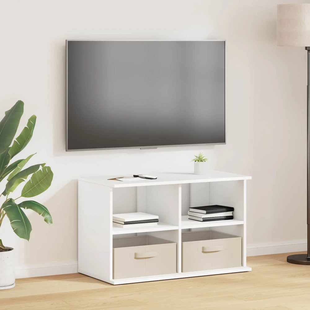 TV staliukas Televizoriaus stovas su stalčių Balta 79 x 40 x 48 cm