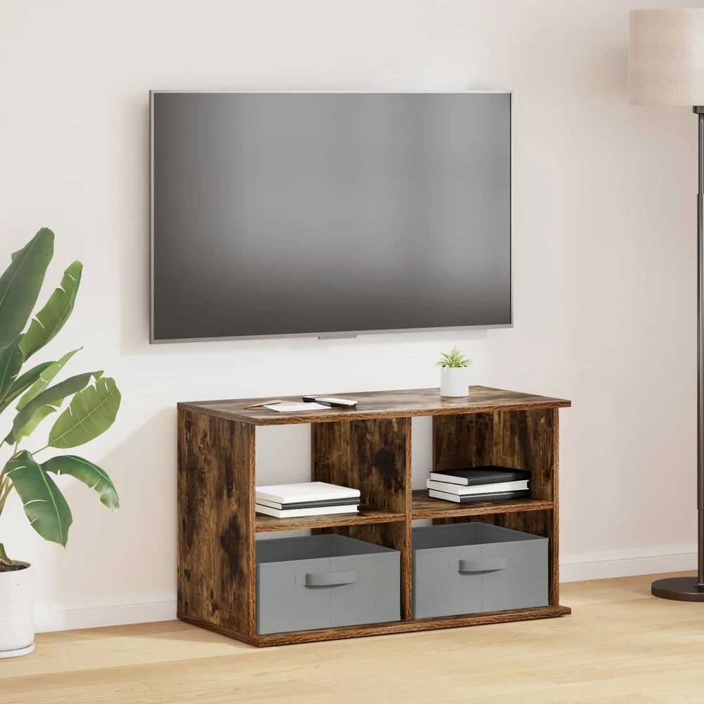 TV staliukas Televizoriaus stovas su stalčių Rūkyta ąžuolas 79 x 40 x 48 cm