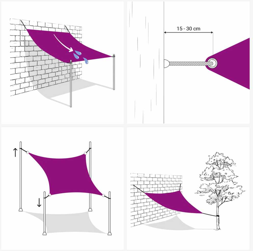 Tentas nuo saulės, antracito sp., 2x2 m, hdpe, kvadrato formos