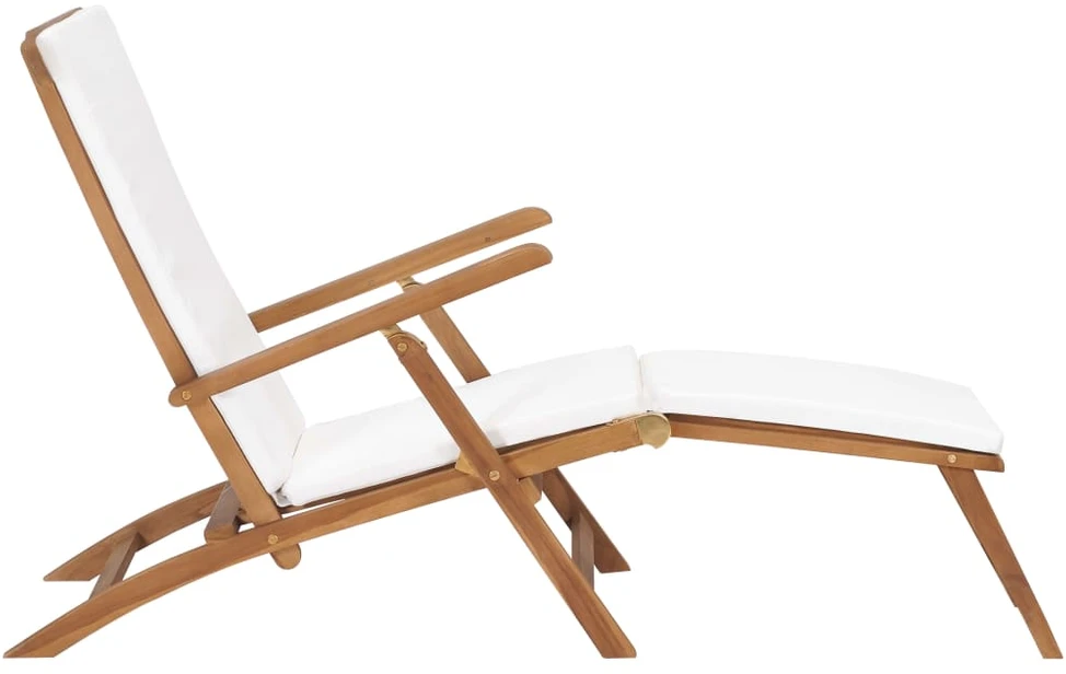 Sofa Terasos kėdė su čiužinuku, kreminė balta, tikmedžio masyvas