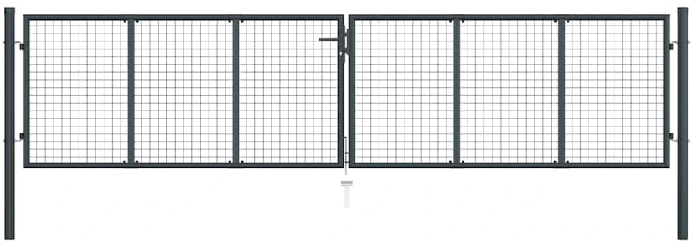 Tinkliniai sodo vartai, pilki, 400x150cm, galvanizuotas plienas