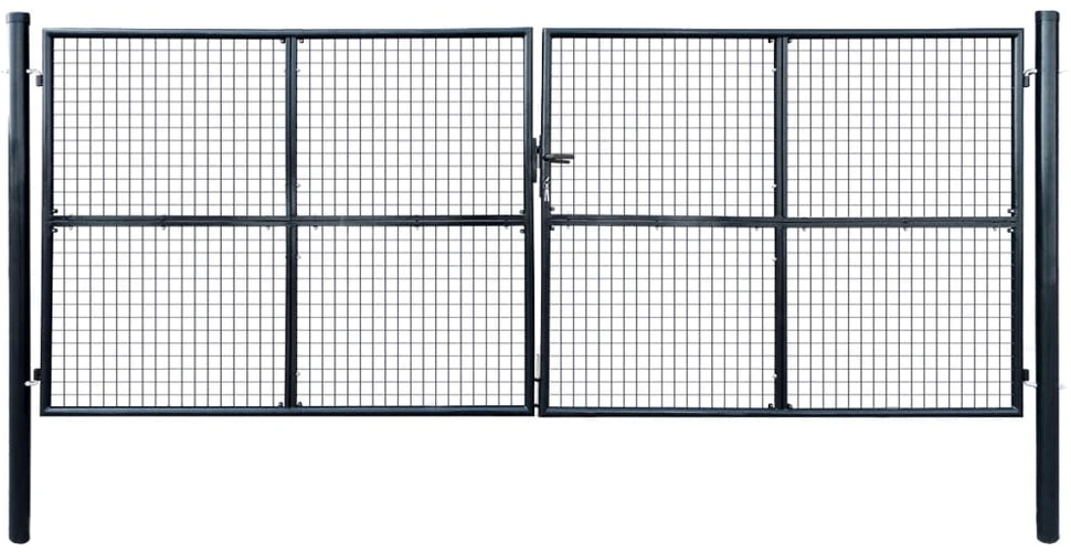 Tinkliniai sodo vartai, cinkuotas plienas, 400x150cm, pilki