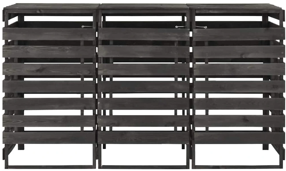 Triguba konteinerių pastogė, 210x75x121cm, pušies masyvas