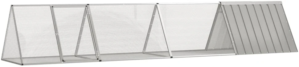 Triušių narvas, pilkas, 403,5x80,5x71cm, galvanizuotas plienas
