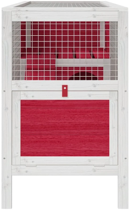 Triušių narvas, raudonas, 103x44x69,5cm, pušies masyvas