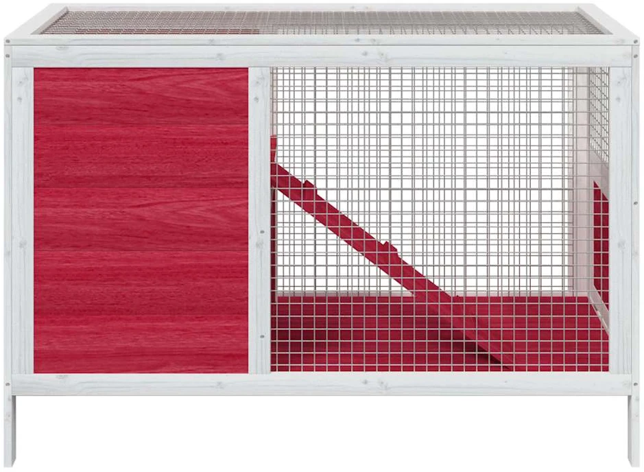 Triušių narvas, raudonas, 103x44x69,5cm, pušies masyvas