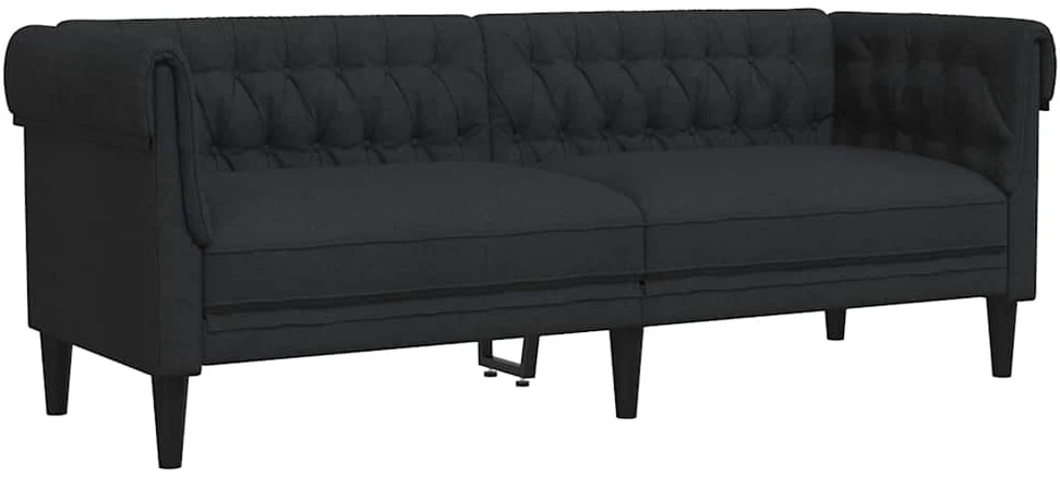 Trivietė chesterfield sofa, juodos spalvos, audinys