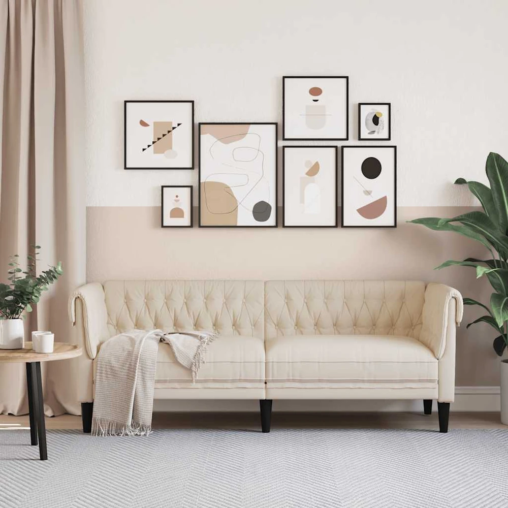 Trivietė chesterfield sofa, linas