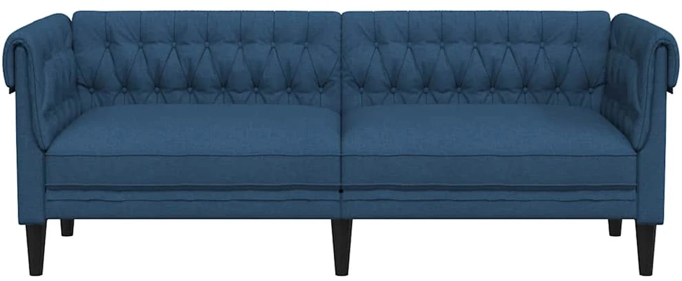 Trivietė chesterfield sofa, mėlynos spalvos, audinys