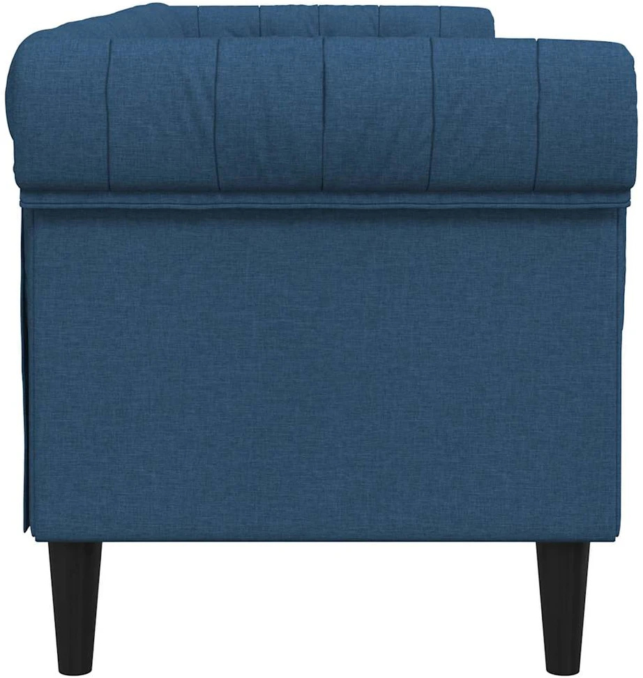 Trivietė chesterfield sofa, mėlynos spalvos, audinys