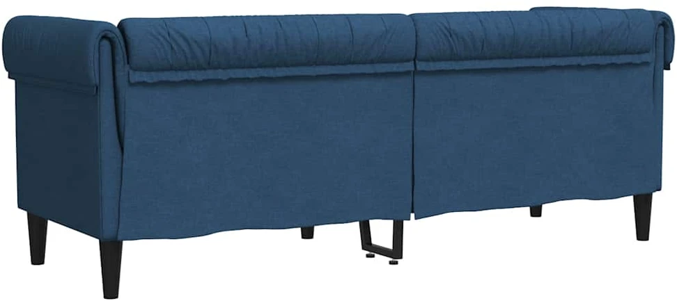 Trivietė chesterfield sofa, mėlynos spalvos, audinys