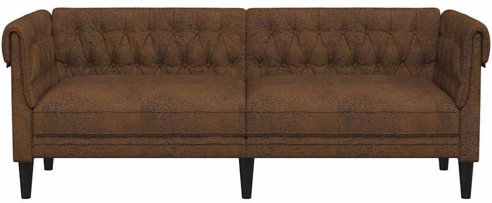 Trivietė chesterfield sofa, rudos spalvos, audinys