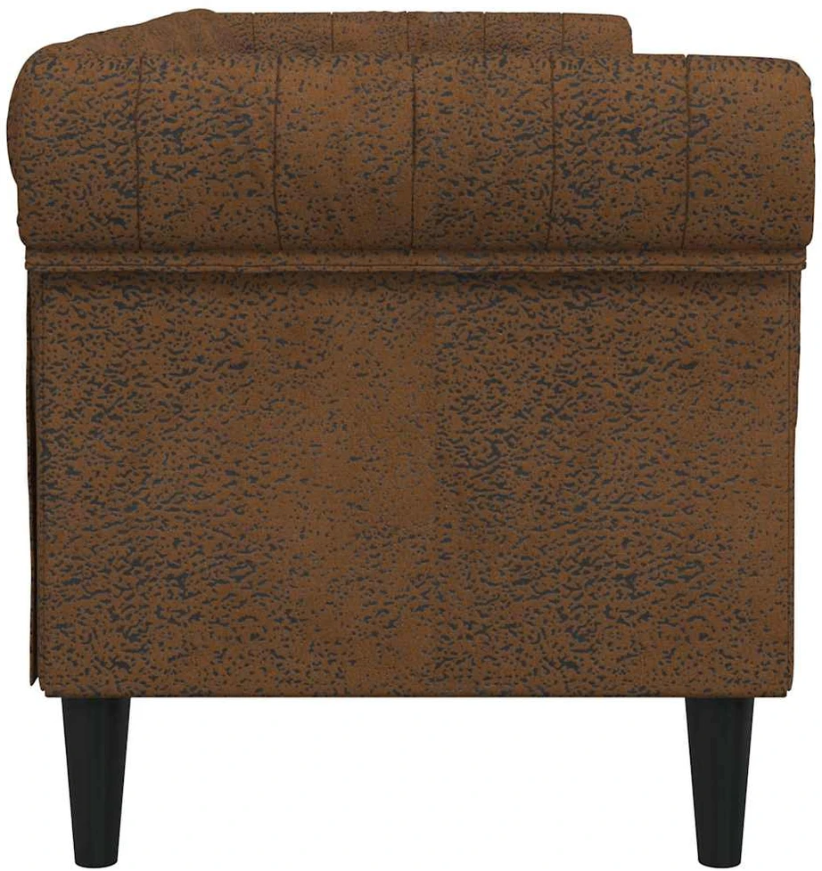 Trivietė chesterfield sofa, rudos spalvos, audinys