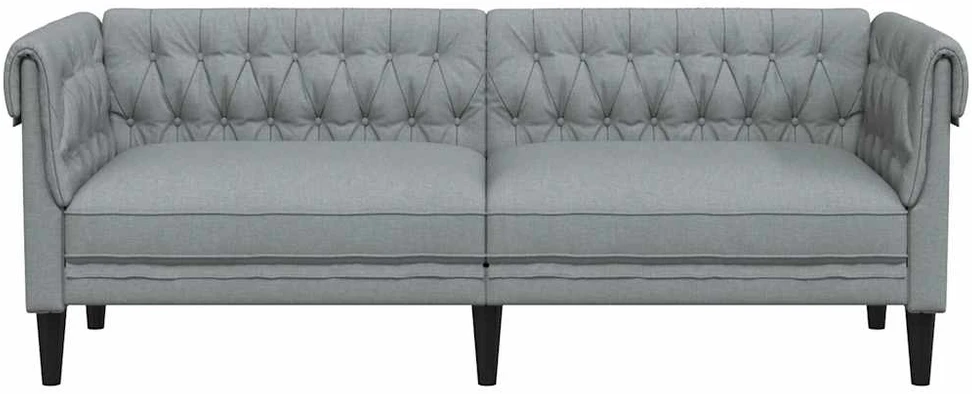 Trivietė chesterfield sofa, šviesiai pilkos spalvos, audinys