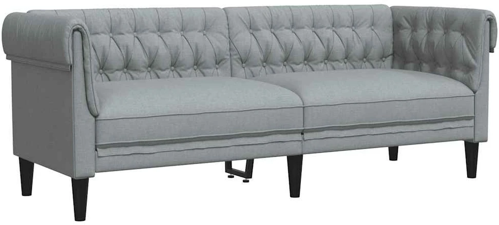 Trivietė chesterfield sofa, šviesiai pilkos spalvos, audinys