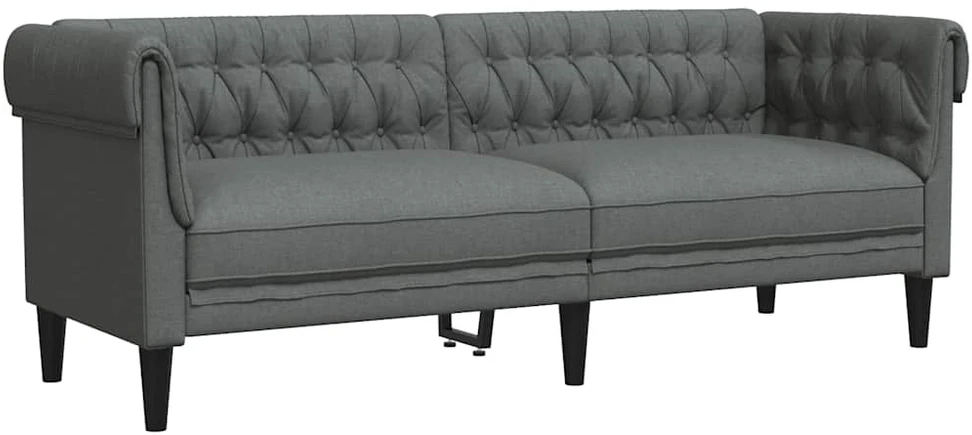 Trivietė chesterfield sofa, tamsiai pilkos spalvos, audinys
