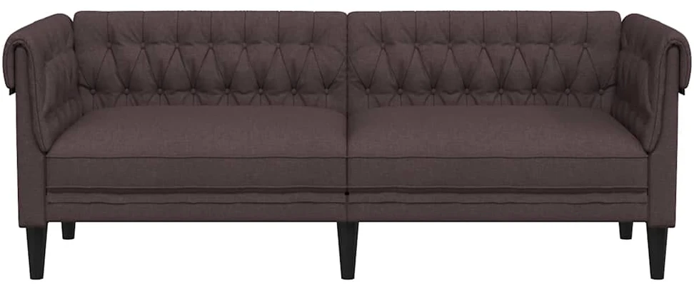 Trivietė chesterfield sofa, tamsiai rudos spalvos, audinys