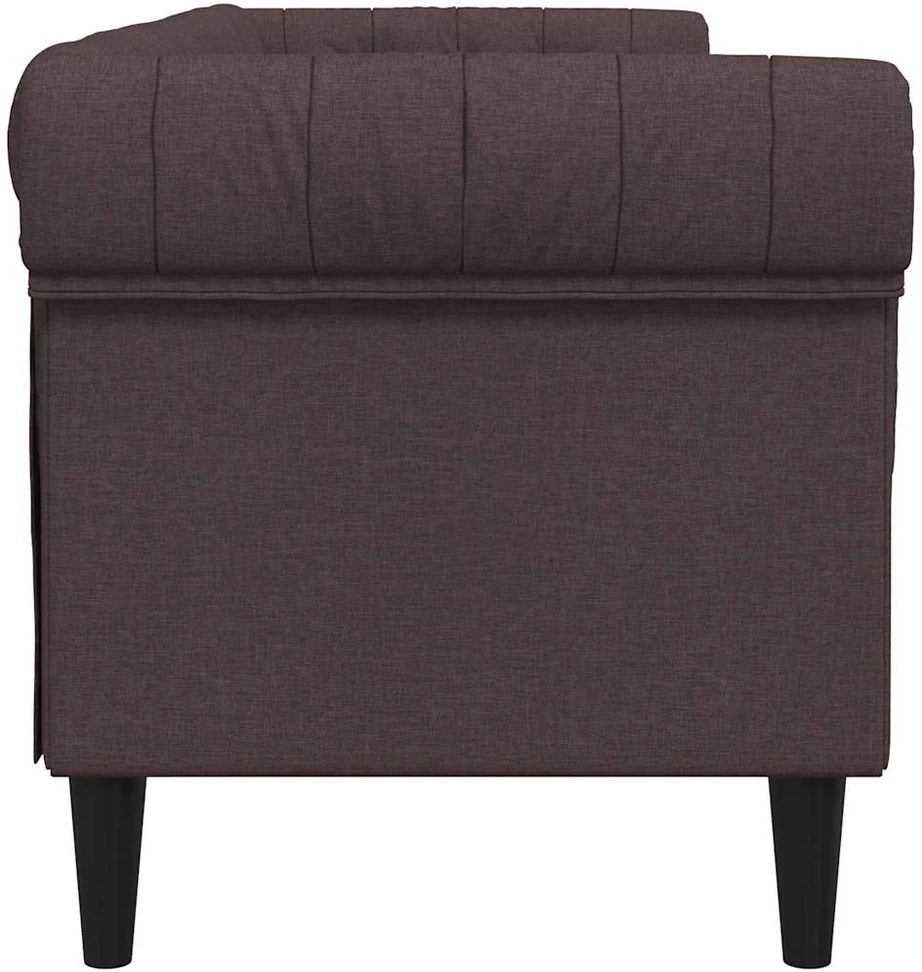 Trivietė chesterfield sofa, tamsiai rudos spalvos, audinys