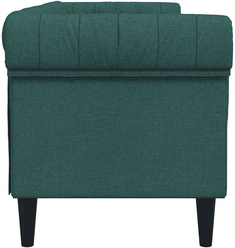 Trivietė chesterfield sofa, tamsiai žalios spalvos, audinys
