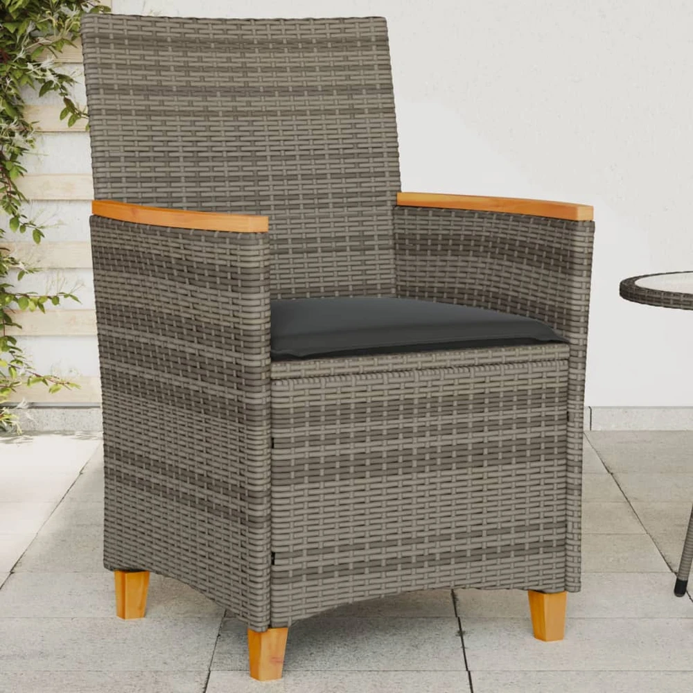 Trivietė sodo sofa su pagalvėlėmis, juodos spalvos, poliratanas