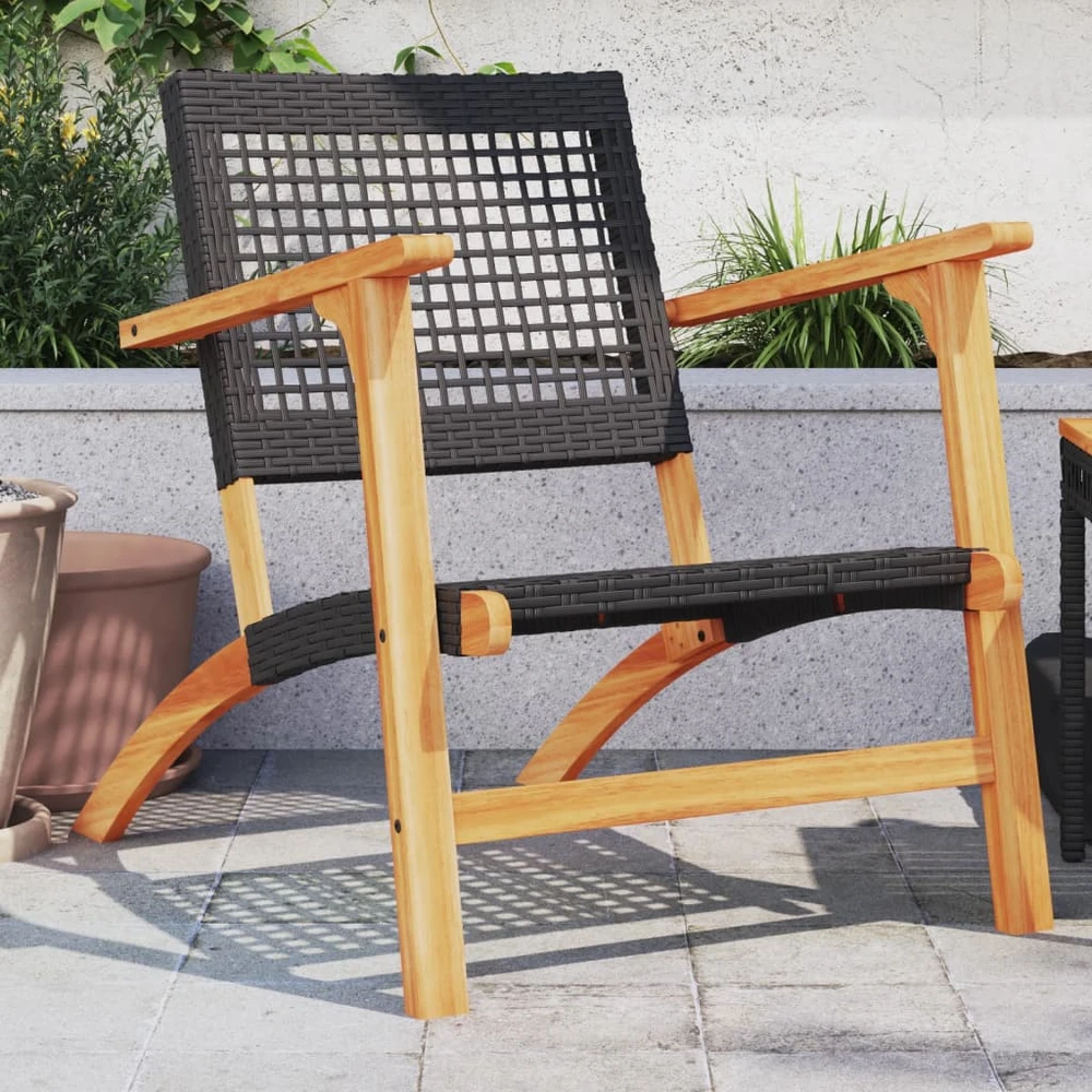 Trivietė sodo sofa su pagalvėlėmis, juodos spalvos, poliratanas