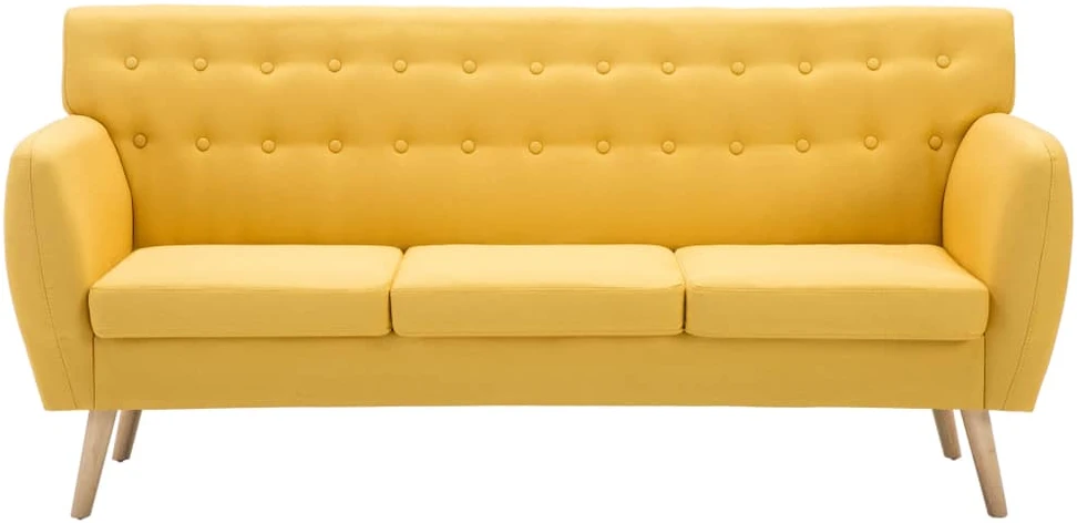 Trivietė sofa, audinio apmušalas, 172x70x82cm, geltona