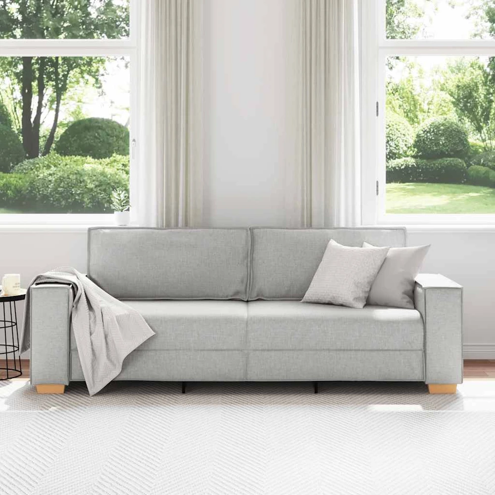 Trivietė sofa, debesų pilka, 220x78x84 cm, audinys