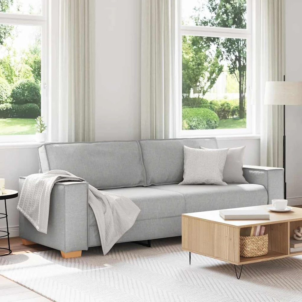 Trivietė sofa, debesų pilka, 220x78x84 cm, audinys