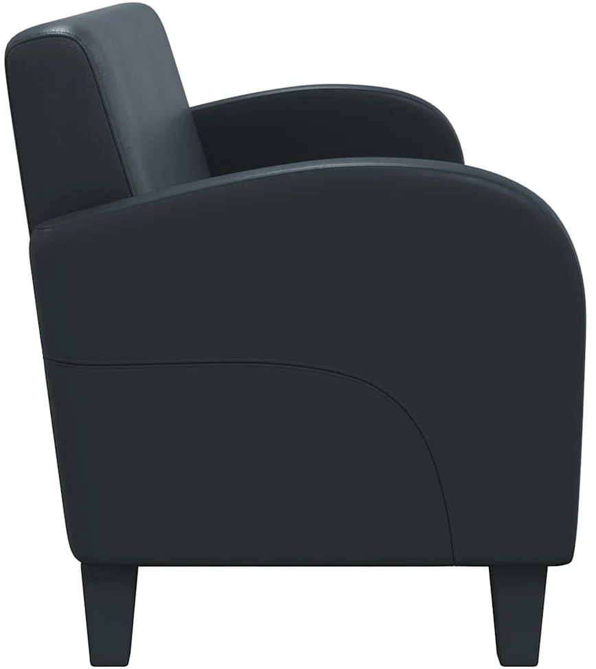Trivietė sofa, dirbtinė oda, juoda