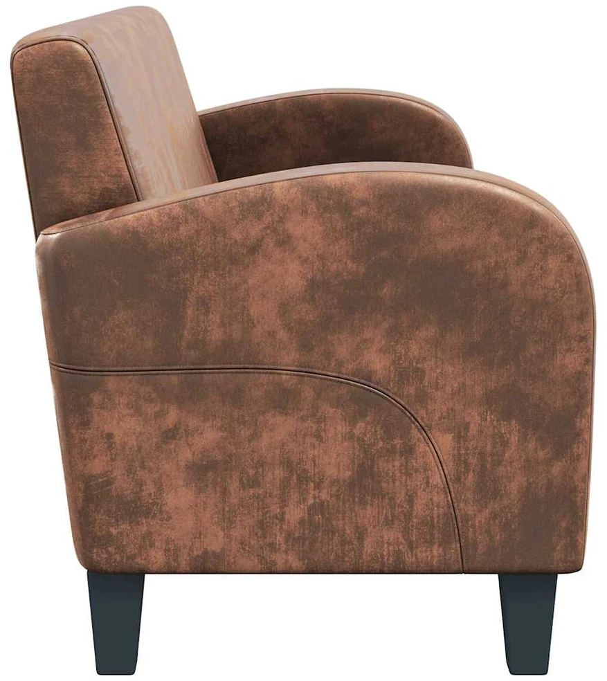 Trivietė sofa, dirbtinė zomšos oda, ruda