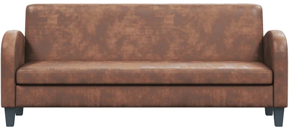 Trivietė sofa, dirbtinė zomšos oda, ruda