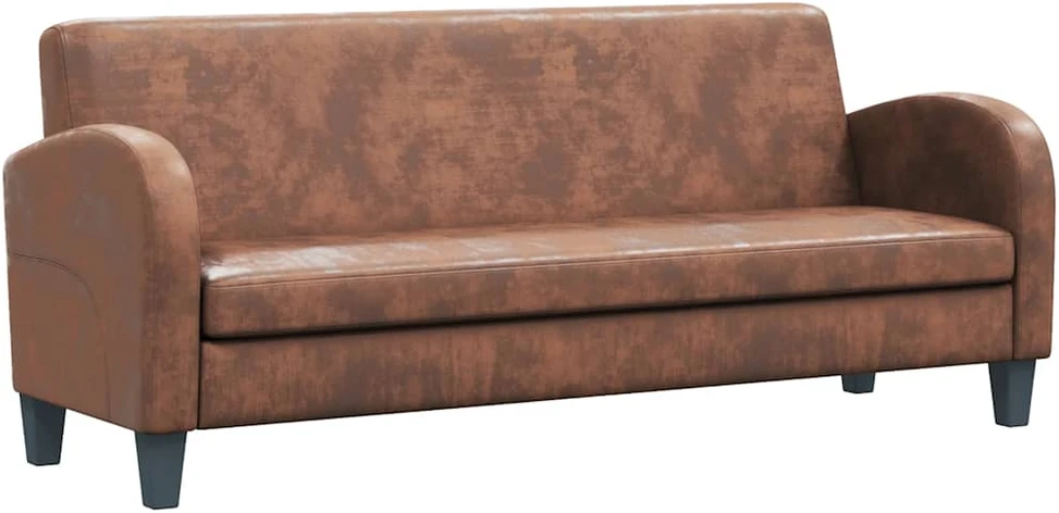 Trivietė sofa, dirbtinė zomšos oda, ruda