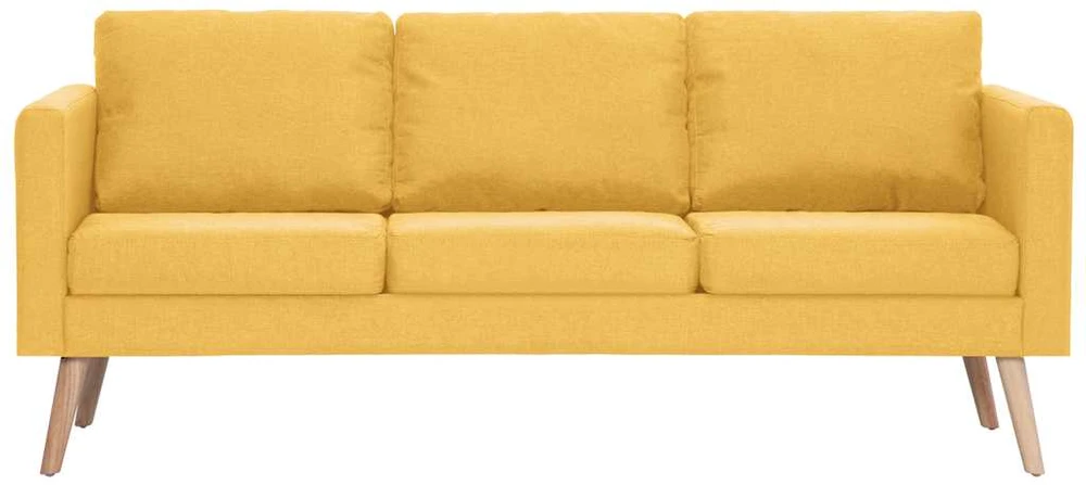Trivietė sofa, geltona, audinys