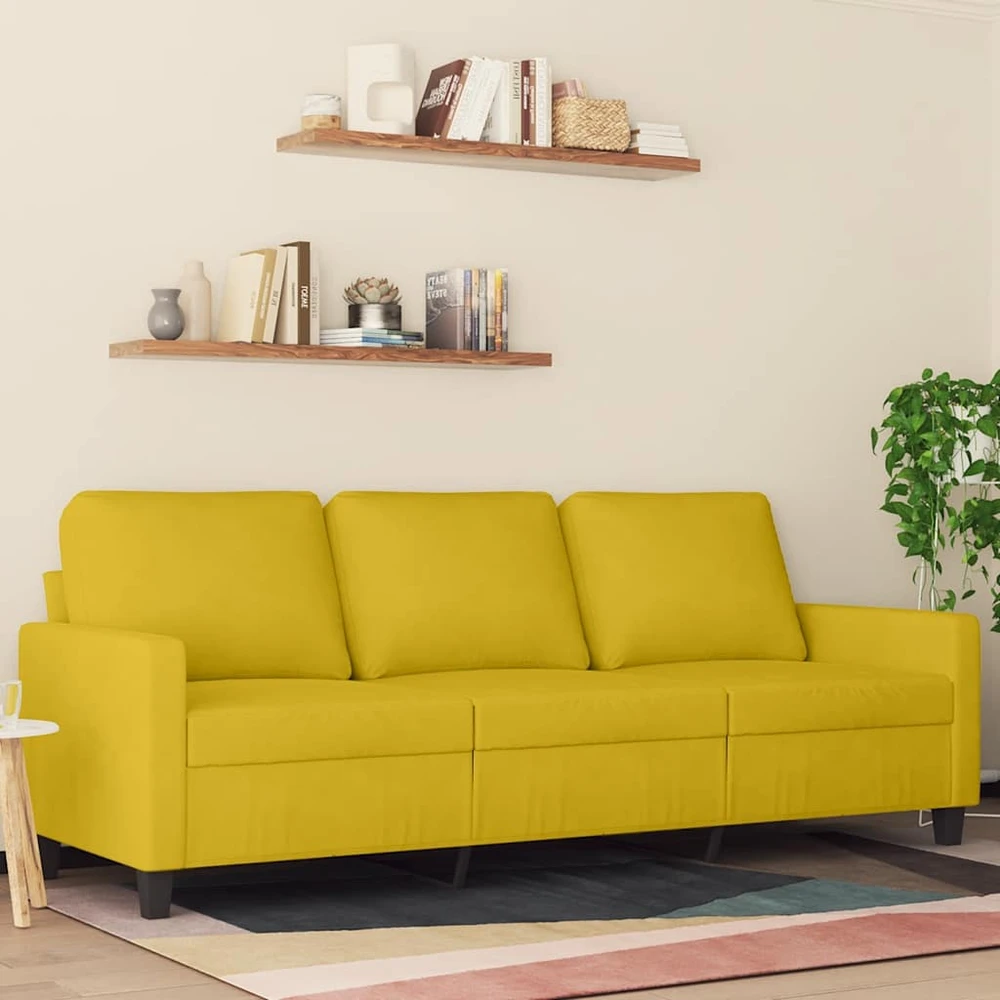Trivietė sofa, geltonos spalvos, 180cm, aksomas