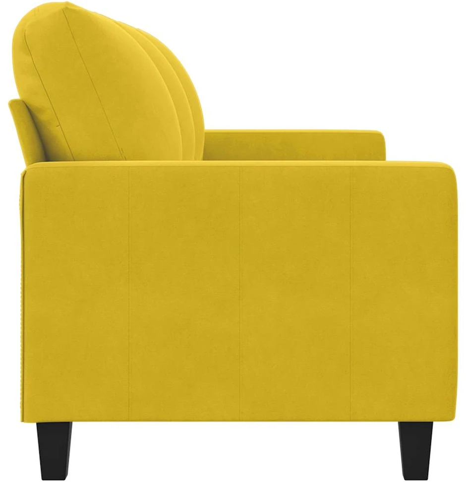 Trivietė sofa, geltonos spalvos, 180cm, aksomas